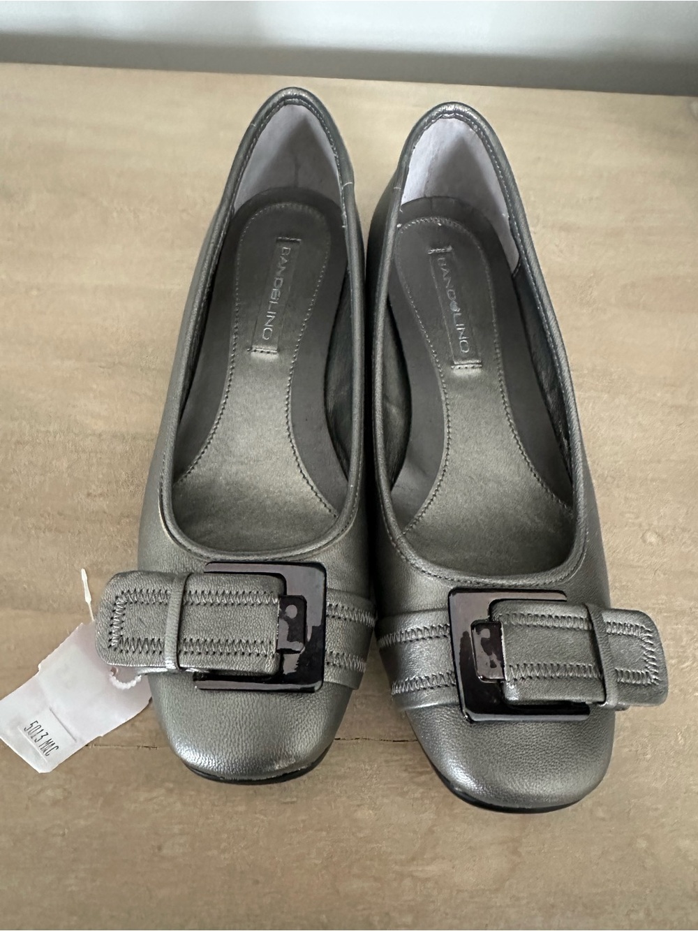 Bandolino Metallic Silver Buckle Slip-On Flats